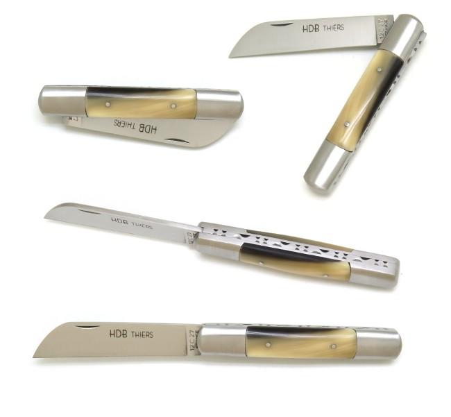 COUTEAU PLIANT LE TONNEAU EN CORNE 2 MITRES EN INOX - GAMME ELEGANCE